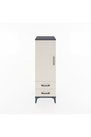 Hyperion Dolap Tek Raflı 2 Çekmeceli Tek Askılı 44x44x134 Antrasit-Aytaşı