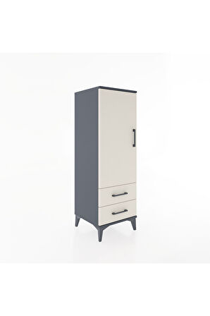 Hyperion Dolap Tek Raflı 2 Çekmeceli Tek Askılı 44x44x134 Antrasit-Aytaşı