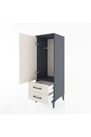Hyperion Dolap Tek Raflı 2 Çekmeceli Tek Askılı 44x44x134 Antrasit-Aytaşı
