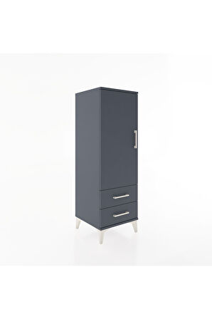 Hyperion Dolap Tek Raflı 2 Çekmeceli Tek Askılı 44x44x134 Antrasit-Antrasit