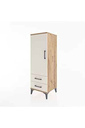Hyperion Dolap Tek Raflı 2 Çekmeceli Tek Askılı 44x44x134 Çam-Aytaşı