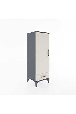 Hyperion Dolap Tek Raflı Tek Çekmeceli Tek Askılı 44x44x134 Antrasit-Aytaşı