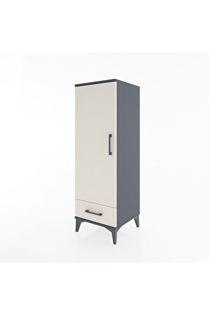 Hyperion Dolap Tek Raflı Tek Çekmeceli Tek Askılı 44x44x134 Antrasit-Aytaşı