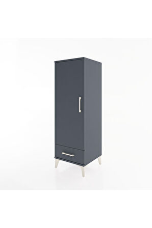 Hyperion Dolap Tek Raflı Tek Çekmeceli Tek Askılı 44x44x134 Antrasit-Antrasit