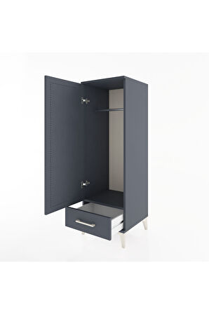 Hyperion Dolap Tek Raflı Tek Çekmeceli Tek Askılı 44x44x134 Antrasit-Antrasit
