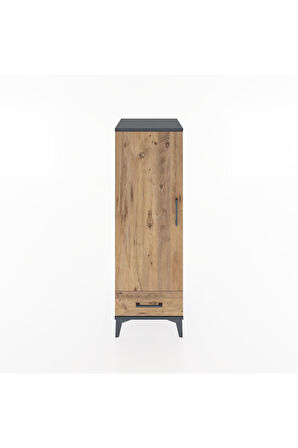 Hyperion Dolap Tek Raflı Tek Çekmeceli Tek Askılı 44x44x134 Antrasit-Çam