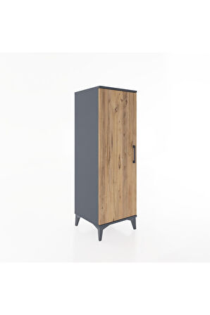 Hyperion Dolap 3 Raflı Tek Kapaklı 44x44x134 Antrasit-Çam