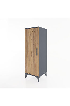 Hyperion Dolap 3 Raflı Tek Kapaklı 44x44x134 Antrasit-Çam