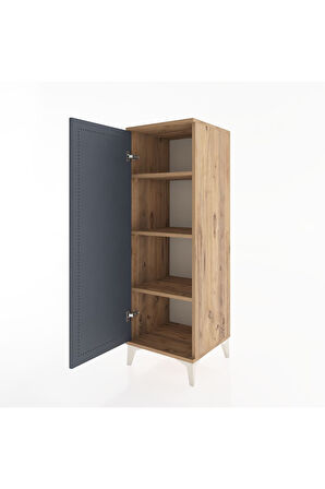 Hyperion Dolap 3 Raflı Tek Kapaklı 44x44x134 Çam-Antrasit