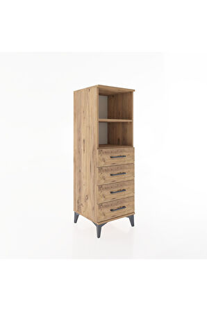 Hyperion Dolap 2 Raflı 4 Çekmeceli 44x44x134 Çam-Çam