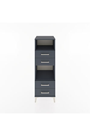Hyperion Dolap 2 Raflı 4 Çekmeceli 44x44x134 Antrasit-Antrasit