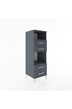 Hyperion Dolap 2 Raflı 4 Çekmeceli 44x44x134 Antrasit-Antrasit
