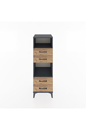 Hyperion Dolap 2 Raflı 4 Çekmeceli 44x44x134 Antrasit-Çam