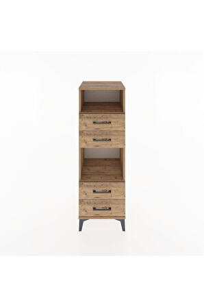 Hyperion Dolap 2 Raflı 4 Çekmeceli 44x44x134 Çam-Çam