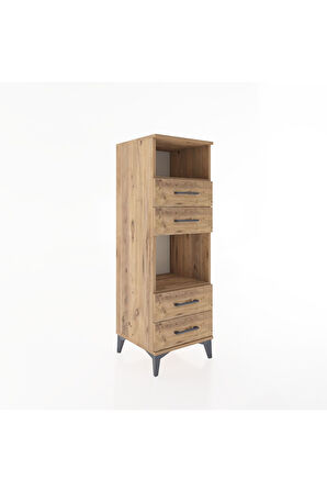 Hyperion Dolap 2 Raflı 4 Çekmeceli 44x44x134 Çam-Çam