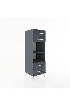 Hyperion Dolap 2 Raflı 4 Çekmeceli 44x44x134 Antrasit-Antrasit