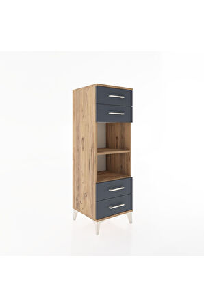 Hyperion Dolap 2 Raflı 4 Çekmeceli 44x44x134 Çam-Antrasit