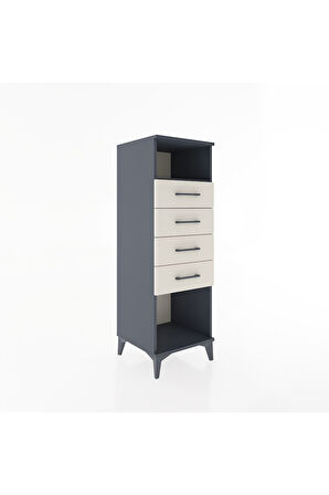 Hyperion Dolap Tek Raflı 4 Çekmeceli 44x44x134 Antrasit-Aytaşı
