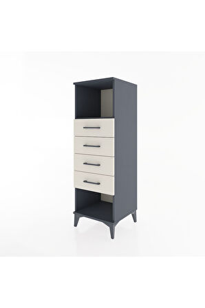 Hyperion Dolap Tek Raflı 4 Çekmeceli 44x44x134 Antrasit-Aytaşı