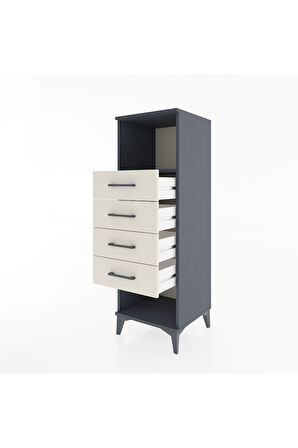 Hyperion Dolap Tek Raflı 4 Çekmeceli 44x44x134 Antrasit-Aytaşı