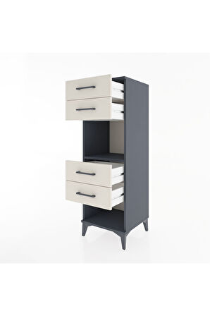 Hyperion Dolap Tek Raflı 4 Çekmeceli 44x44x134 Antrasit-Aytaşı