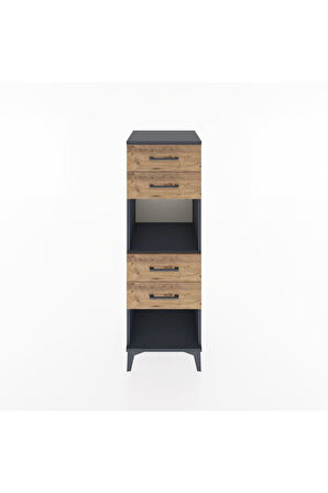 Hyperion Dolap Tek Raflı 4 Çekmeceli 44x44x134 Antrasit-Çam