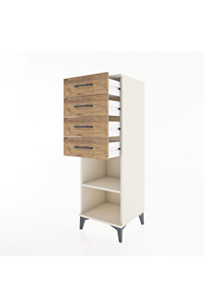 Hyperion Dolap Tek Raflı 4 Çekmeceli 44x44x134 Aytaşı-Çam