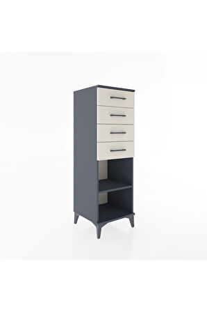 Hyperion Dolap Tek Raflı 4 Çekmeceli 44x44x134 Antrasit-Aytaşı