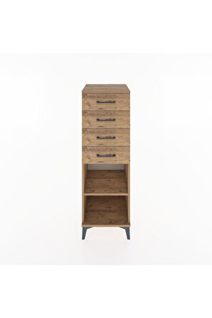 Hyperion Dolap Tek Raflı 4 Çekmeceli 44x44x134 Çam-Çam