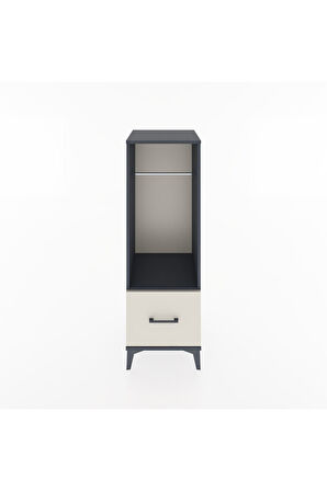 Hyperion Dolap Tek Raflı Tek Çekmeceli Tek Askılı 44x44x134 Antrasit-Aytaşı