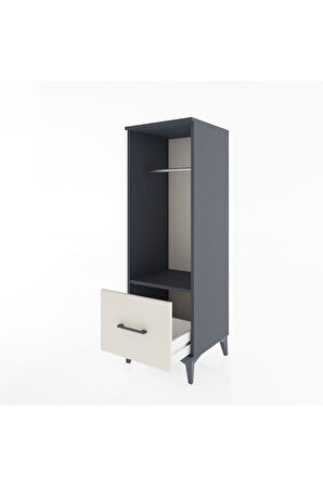 Hyperion Dolap Tek Raflı Tek Çekmeceli Tek Askılı 44x44x134 Antrasit-Aytaşı