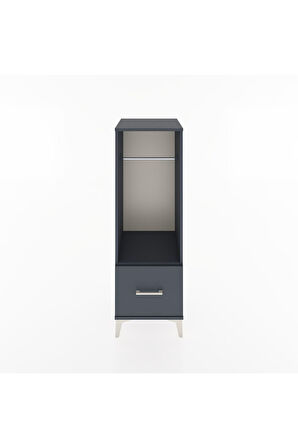 Hyperion Dolap Tek Raflı Tek Çekmeceli Tek Askılı 44x44x134 Antrasit-Antrasit