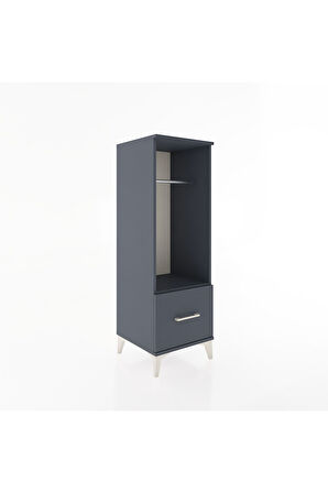Hyperion Dolap Tek Raflı Tek Çekmeceli Tek Askılı 44x44x134 Antrasit-Antrasit