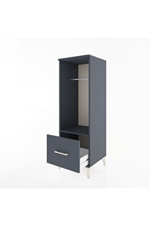 Hyperion Dolap Tek Raflı Tek Çekmeceli Tek Askılı 44x44x134 Antrasit-Antrasit