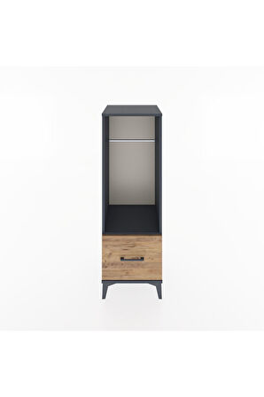 Hyperion Dolap Tek Raflı Tek Çekmeceli Tek Askılı 44x44x134 Antrasit-Çam