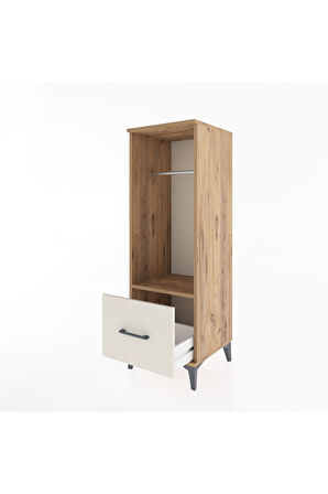Hyperion Dolap Tek Raflı Tek Çekmeceli Tek Askılı 44x44x134 Çam-Aytaşı