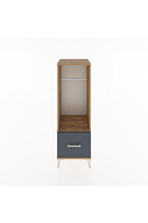 Hyperion Dolap Tek Raflı Tek Çekmeceli Tek Askılı 44x44x134 Çam-Antrasit