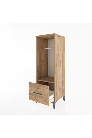 Hyperion Dolap Tek Raflı Tek Çekmeceli Tek Askılı 44x44x134 Çam-Çam