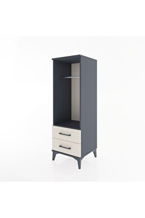 Hyperion Dolap Tek Raflı 2 Çekmeceli Tek Askılı 44x44x134 Antrasit-Aytaşı