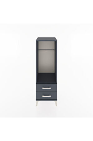 Hyperion Dolap Tek Raflı 2 Çekmeceli Tek Askılı 44x44x134 Antrasit-Antrasit