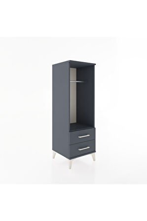 Hyperion Dolap Tek Raflı 2 Çekmeceli Tek Askılı 44x44x134 Antrasit-Antrasit