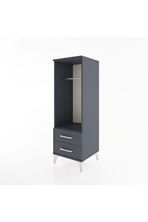 Hyperion Dolap Tek Raflı 2 Çekmeceli Tek Askılı 44x44x134 Antrasit-Antrasit