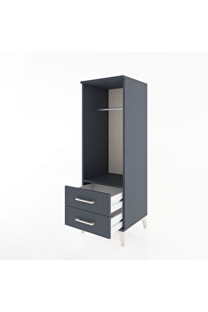 Hyperion Dolap Tek Raflı 2 Çekmeceli Tek Askılı 44x44x134 Antrasit-Antrasit