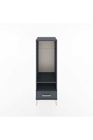 Hyperion Dolap 2 Raflı Tek Çekmeceli Tek Askılı 44x44x134 Antrasit-Antrasit