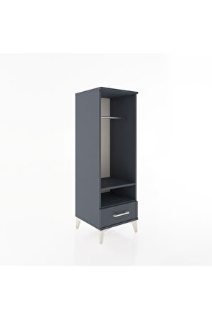 Hyperion Dolap 2 Raflı Tek Çekmeceli Tek Askılı 44x44x134 Antrasit-Antrasit
