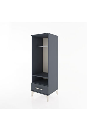Hyperion Dolap 2 Raflı Tek Çekmeceli Tek Askılı 44x44x134 Antrasit-Antrasit