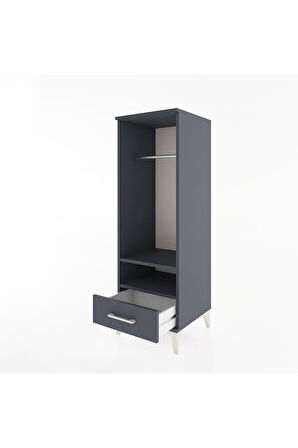Hyperion Dolap 2 Raflı Tek Çekmeceli Tek Askılı 44x44x134 Antrasit-Antrasit