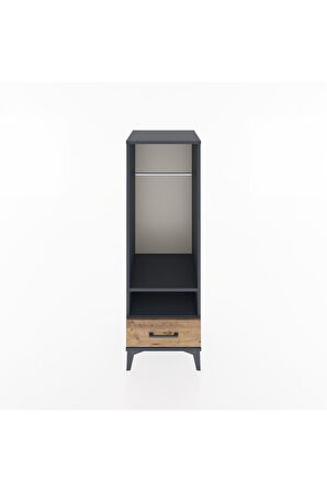 Hyperion Dolap 2 Raflı Tek Çekmeceli Tek Askılı 44x44x134 Antrasit-Çam