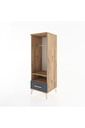 Hyperion Dolap 2 Raflı Tek Çekmeceli Tek Askılı 44x44x134 Çam-Antrasit