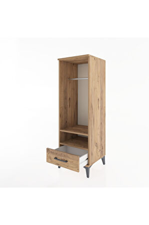 Hyperion Dolap 2 Raflı Tek Çekmeceli Tek Askılı 44x44x134 Çam-Çam